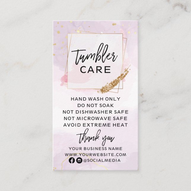 Purple and Gold Tumbler Care Business Card (Front)