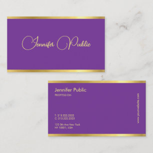 Purple And Gold Typography Script Modern Template Business Card