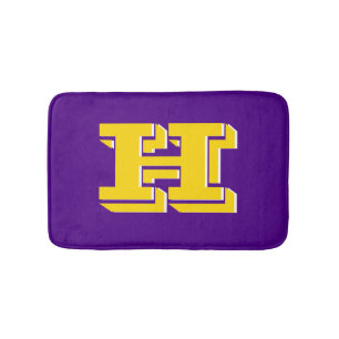 Purple and Gold Varsity Letter Style Monogram Bath Mat