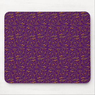 Purple and Gold Vine Pattern Mouse Mat