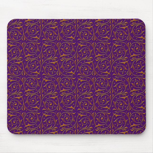 Purple and Gold Vine Pattern Mouse Mat (Front)