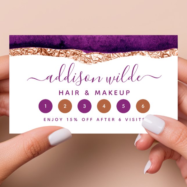 Purple And Gold Watercolor Loyalty Card (Creator Uploaded)