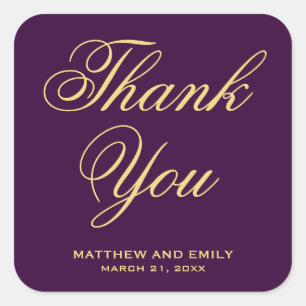 Purple and Gold Wedding Favour Sticker