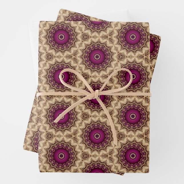 Purple and Gold wrapping paper. Paper Sheet (In situ)