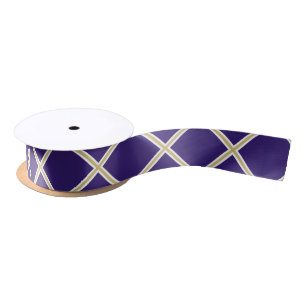 Purple and Gold X's Satin Ribbon