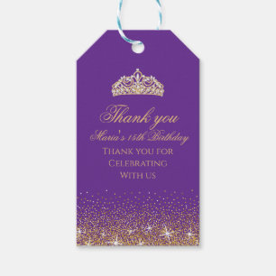 Purple and Golden Glitter, Thank You tags