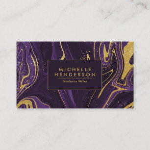 Purple and Golden Marble Business Card