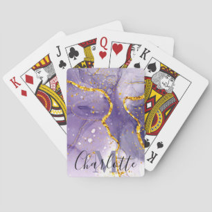Purple and Golden Marble Playing Cards