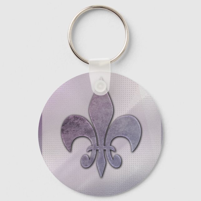 Purple and gray fleur-de-lis key ring (Front)