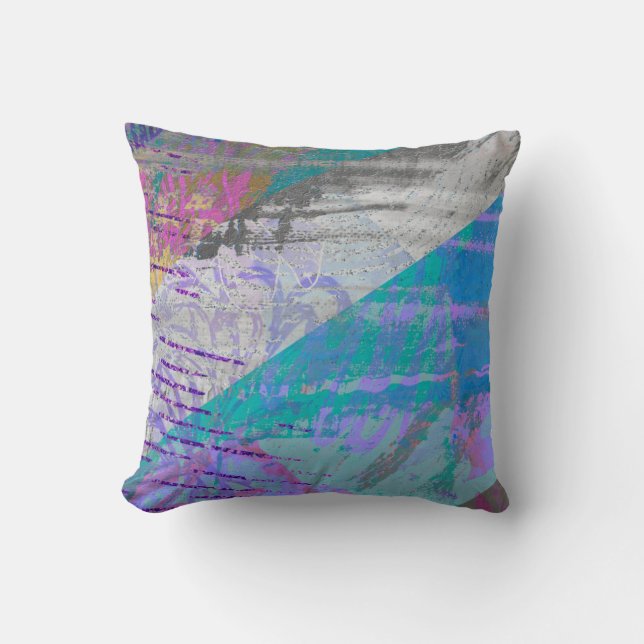 Purple and Gray Modern Abstract Painting Cushion (Front)