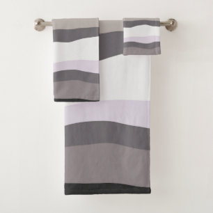 Purple and Gray Wavy Stripes Bath Towel Set