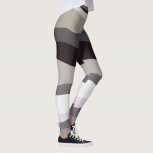 Purple and Gray Wavy Stripes Leggings