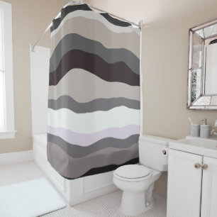 Purple and Gray Wavy Stripes Shower Curtain