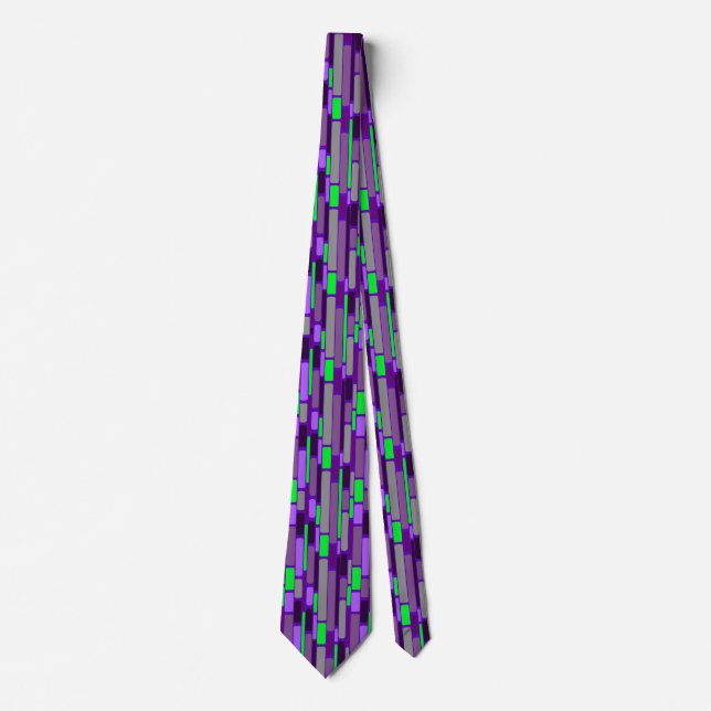 Purple and green 1960's retro style tie (Front)