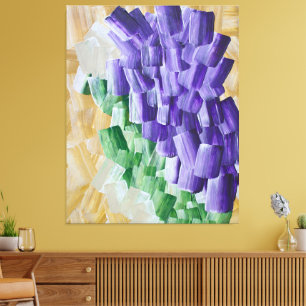 Purple and Green Abstract Brushstroke Pattern Canvas Print