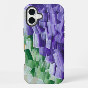 Purple and Green Abstract Brushstroke Pattern iPhone 16 Plus Case