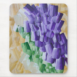 Purple and Green Abstract Brushstroke Pattern Mouse Mat