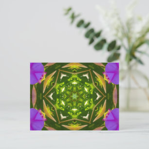 PURPLE AND GREEN ABSTRACT DRAWING. SAMER BRASIL. 4 HOLIDAY POSTCARD