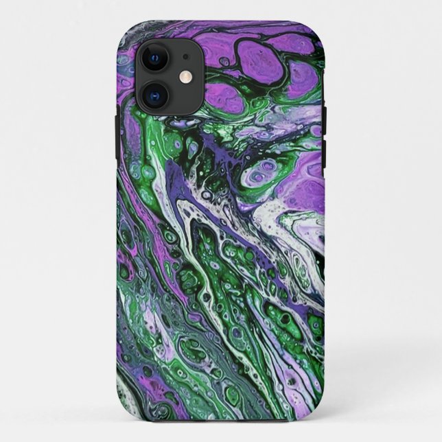 Purple and green abstract paint Case-Mate iPhone case (Back)