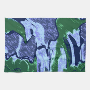 Purple and Green Abstract Tea Towel