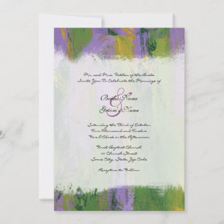 Purple and Green Artistic Wedding Invitation