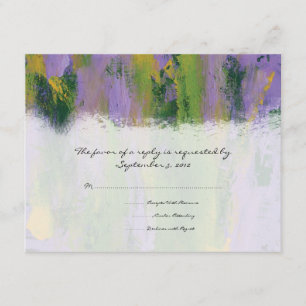 Purple and Green Artistic Wedding RSVP Card