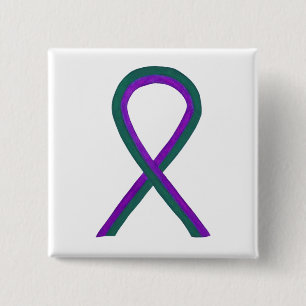 Purple and Green Awareness Ribbon Custom Button