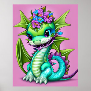 Purple and Green Baby Dragon Poster