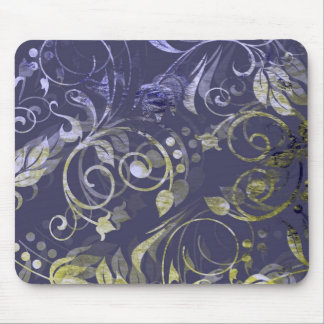 Purple and Green Batik Floral Abstract Mousepad