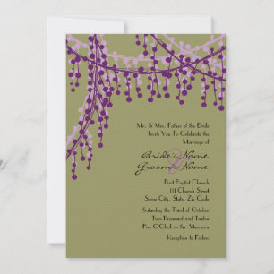 Purple and Green Beaded Wedding Invitation