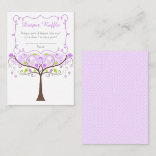 Purple and Green Bird Baby Shower Diaper Raffle Enclosure Card