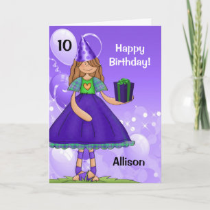 Purple and Green Birthday Girl with Age Card