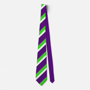 [Purple and Green] Bold Stripes Tie