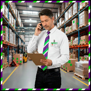 [Purple and Green] Bold Stripes Tie