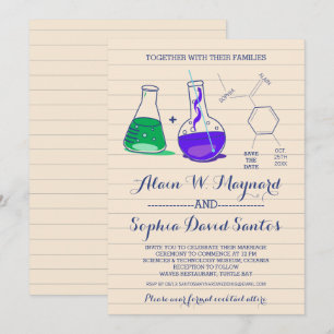 Purple and Green Chemistry Wedding Invitations