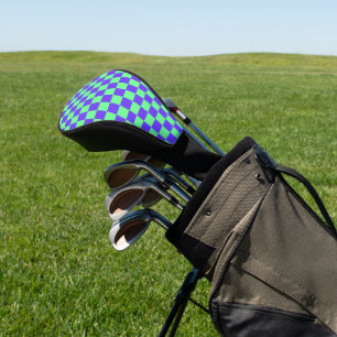 Purple and Green Chequerboard Pattern Golf Head Cover