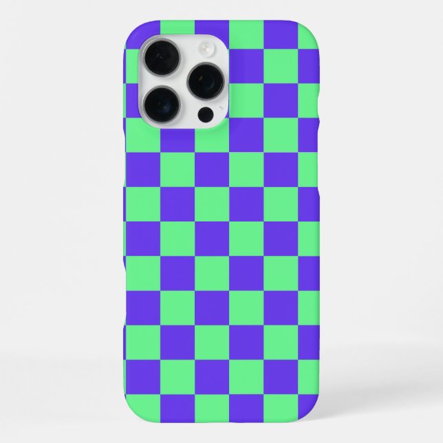 Purple and Green Chequerboard Pattern iPhone Case (Back)