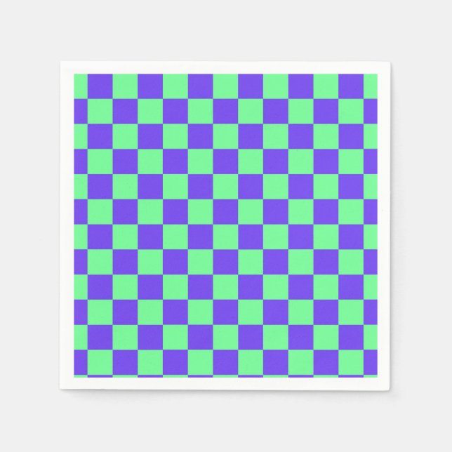 Purple and Green Chequerboard Pattern Napkin (Front)