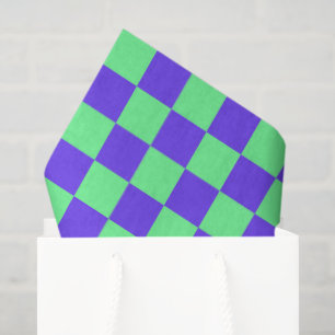 Purple and Green Chequerboard Pattern Tissue Paper