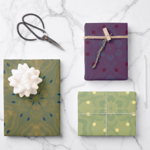 Purple and Green Colour Palette Wrapping Paper Sheet