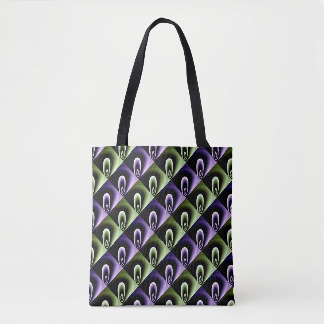 Purple and Green COOL Modern Pattern Tote Bag (Front)