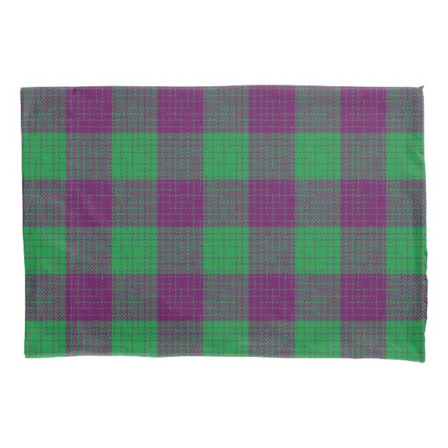Purple and Green Crosshatch Chequered Pattern  Pillowcase (Front)