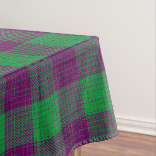 Purple and Green Crosshatch Chequered Pattern Tablecloth