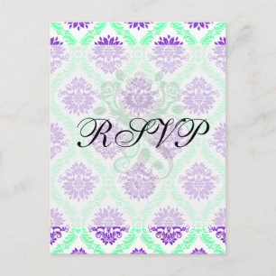 purple and green damask postcard