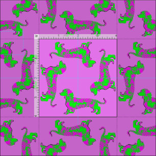 Purple and Green Dapple Dachshund Doxie Dog Fabric