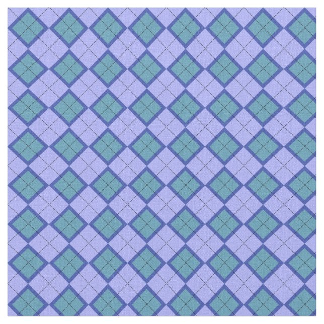 Purple and Green Diamond Plaid Pattern Fabric (Close Up)