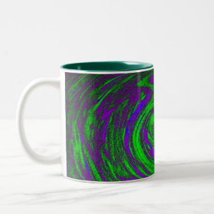 Purple and Green Digital Art Abstract Two-Tone Coffee Mug