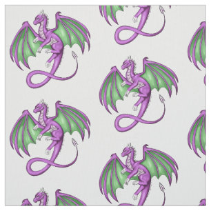 Purple and Green Dragon Fabric