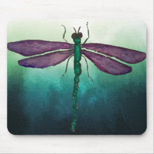 Purple and Green Dragonfly Mouse Mat