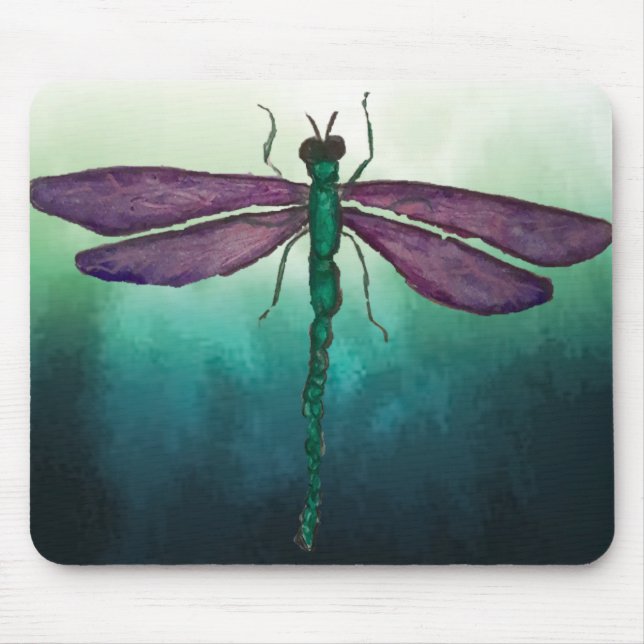 Purple and Green Dragonfly Mouse Mat (Front)